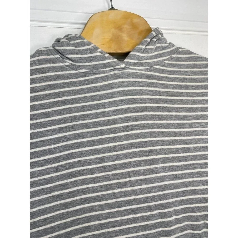 Lou & Grey Women’s Hooded Bell‎ Sleeve Dress Grey White Stripes Small - Picture 3 of 7